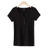 New summer pure cotton V-neck T-shirt for women, short-sleeved, slimming base layer, fashionable half-sleeved top, trendy Item Picture